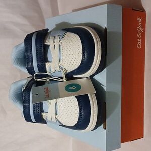 Cat & Jack Kids White and Blue Sneakers sz.8 Toddler. Unisex